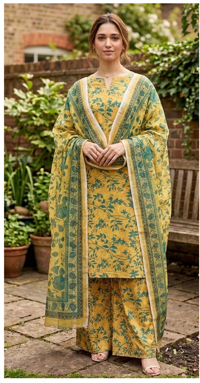 KGS Gul Bahar Lawn 3-Piece Suit - Borsha Digital Print - OliveDrab